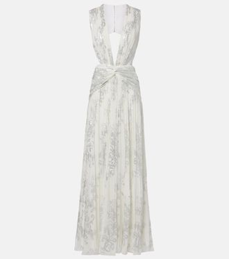 Costarellos Amalia floral silk georgette gown