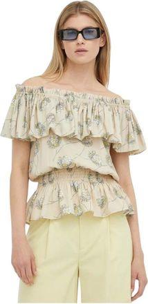 Bruuns Bazaar Overhemden, Dames, Beige, S, Polyester, Oleander Edias Blouse