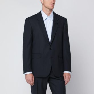 Lardini Single-breasted blue wool blend jacket