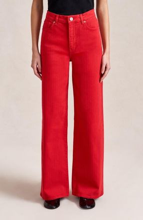 La Ligne Isadora Herringbone Jean in Red Herringbone at Nordstrom, Size 26