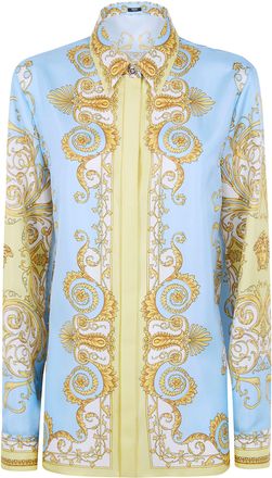 Versace Formal Shirt Silk Twill Print Spring Barocco Foulard