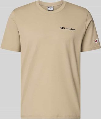Champion T-Shirt mit Logo-Stitchings Modell ICONS CONTRAST in Beige, Gr&ouml;&szlig;e XXL