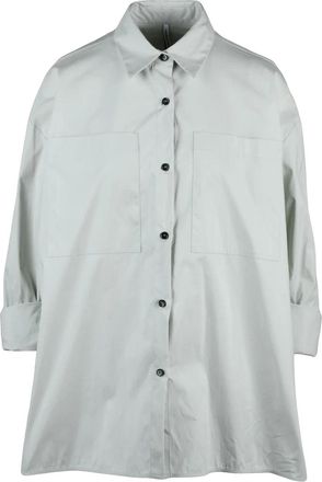 Liviana Conti Pistachio Green Cotton Polyamide Elastane Oversize Shirt