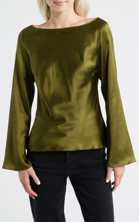 Reformation Marlow Silk Top in Moss Garden at Nordstrom, Size 4