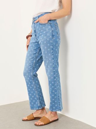 Fat Face FatFace Blue Laser Printed Straight Leg Crop Jeans