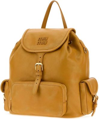 Miu Miu Womens Nappa Leather Backpack Mustard