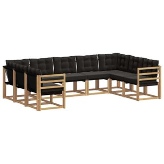 vidaXL Conjunto De Sof&aacute;s De Exterior Con Coj&iacute;n 9 Pcs Blanco Y Negro Vidaxl