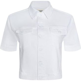 L'agence Kirstie Short Sleeve Crop Denim Jacket in Blanc at Nordstrom, Size Xx-Large