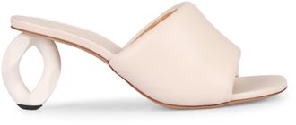 J.W.Anderson Womens Leather Mules With Sculptured Heel White Lamb Sandal