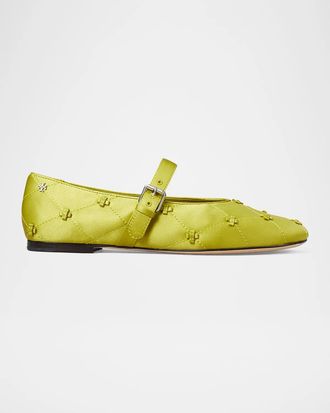 Tory Burch Bunny Knot Satin Mary Jane Ballerina Flats