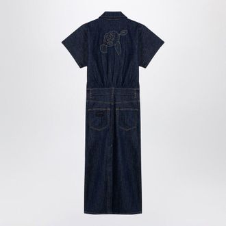 Ganni Blauwe Midi Jurk In Organische Denim