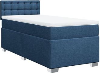 vidaXL Box Spring Bed with Mattress Blue 90x200 cm Fabric Vidaxl