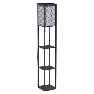 HOMCOM Shelf Floor Lamp 4-tier Open Shelves Wooden - 26L X 26W X 160Hcm - Black/White - Home Living | TJ Hughes Black