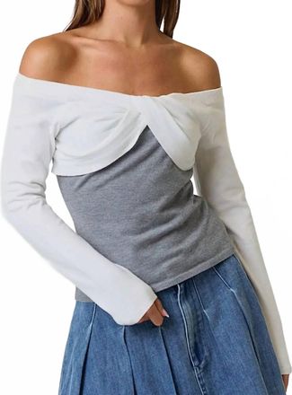 Blue Blush Twisted Front Sweater In Gray