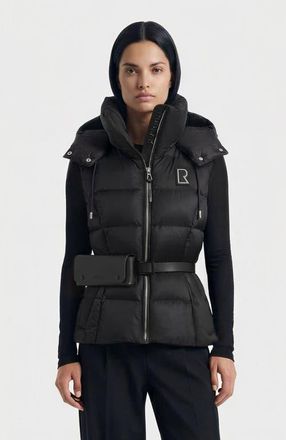 Rudsak Cassidy Womens Down Vest with Removable Hood & Pouch Belt in Black at Nordstrom, Size X-Small
