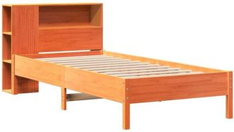vidaXL Cama Con Estanter&iacute;a Sin Colch&oacute;n Madera Maciza Marr&oacute;n 75x190 Cm Vidaxl