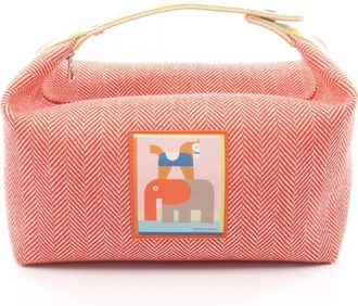 Herm&egrave;s Bordeaux Multi-Color Toile Chevron Canvas Pouch (Pre-Owned)