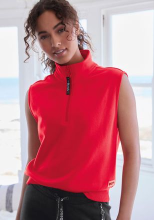 Bench Sweatshirt BENCH. LOUNGEWEAR, Damen, Gr. 32/34, rot, Sweatware, Obermaterial: 60% Baumwolle, 40% Polyester, unifarben, l&auml;ssig geschnitten h&uuml;ftlang, el