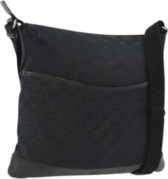 Gucci Pre-owned Cross Body Bags, female, Black, Size: ONE SIZE Pre-owned Canvas Cross Body Bag