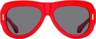 Ferragamo SF2029SE Thick-Rimmed Pilot Sunglasses - Red