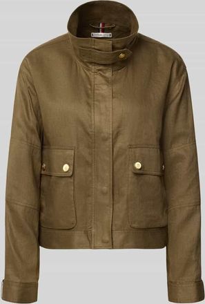 Tommy Hilfiger Relaxed Fit Utility-Jacke aus reinem Leinen in Oliv, Gr&ouml;&szlig;e XL