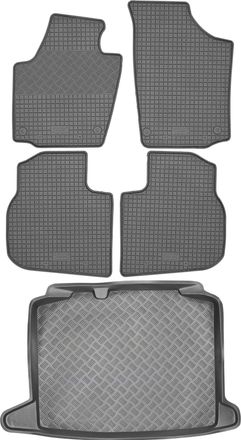 OEM Juego De Alfombrillas De Goma Para Coche Y Maletero Para Skoda Rapid Hatchback (2012-2019)