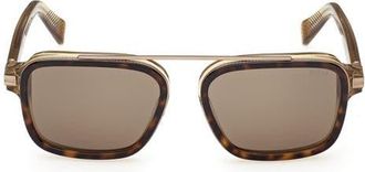 Ermenegildo Zegna 55mm Geometric Sunglasses in Transparent Sand /Havana at Nordstrom
