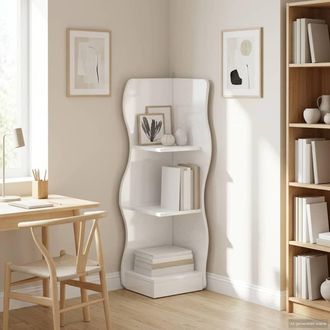 vidaXL Vidaxl Mensola Angolare Con Lo Scaffale Bianco Lucido 34 X 33 X
