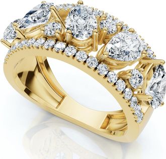 Pompeii3 1 1/2Ct Multi-Shape Cluster Diamond Anniversary Ring 14k Gold Lab Grown