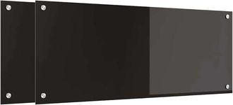 vidaXL Salpicadero De Cocina 2 Pcs Negro 100 X 40 Cm Vidrio Templado Vidaxl