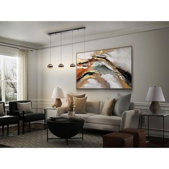 Schuller Lámpara De Techo Alargada Orbes 4l Cromo Negro