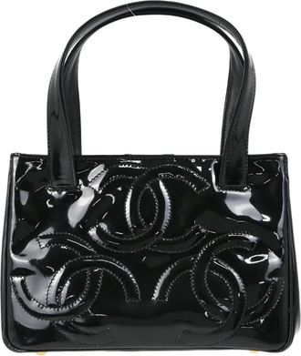 Chanel Triple Cc Tote Patent Black Patent_Leather Handbag (Pre-Owned)