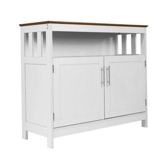Flash Furniture Classic Buffet and Sideboard Storage Cabinet, Walnut Top/White Frame