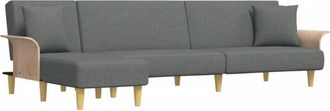 vidaXL Vidaxl - Sof&aacute; Cama En Forma De L Tela Gris Oscuro 279x140x70 Cm