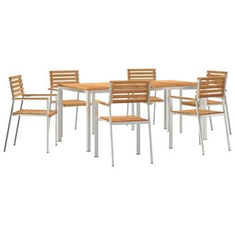 Berkfield Home 7 Piece Garden Dining Set Solid Wood Teak in Brown