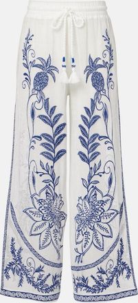 Farm Rio Nina embroidered cotton pants