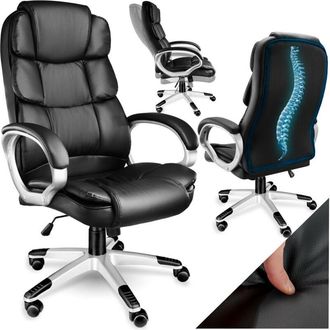 TecTake Poltrona girevole a 360° regolabile con braccioli nero