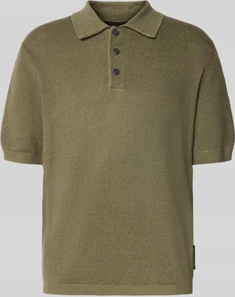 Marc O'Polo Regular Fit Poloshirt aus Leinen-Baumwoll-Mix in Oliv, Größe XXL