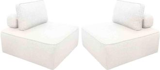 Sweeek Sof&aacute; modular en tejido borreguito, 2 plazas, crema