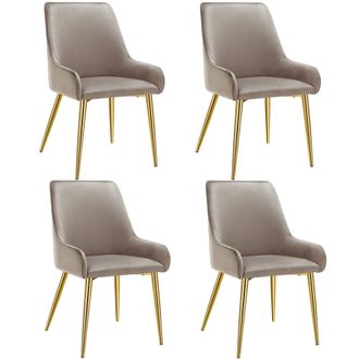 TecTake Dining Chair Avane Set Of 4 - Taupe | Size: 4 Pack