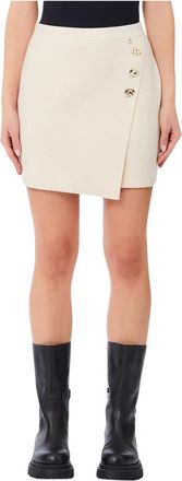 Liu Jo Ecs Gonna Maglia Mini Asimm. - Dames - Korte rokken - Beige - S - Polyester - Rokken
