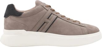 Hogan Leren Sneakers met Logo Detail - Heren - Sneakers - Beige - 42 1/2 EU - Katoen - Schoenen