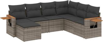 vidaXL Vidaxl - Set De Sof&aacute;s De Jard&iacute;n 7 Piezas Con Cojines Rat&aacute;n Pe Gris