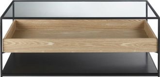 Maisons du monde Mesa de centro de vidrio templado y metal negro, 110 cm