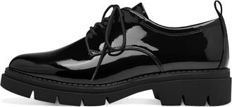 Tamaris Lakschoenen met veters van lakleer - Dames - Veterschoenen - Zwart - 39 EU - Leer - Schoenen