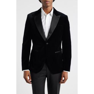 BOSS Hutson Cotton Velvet Dinner Jacket in Black at Nordstrom, Size 38Regular