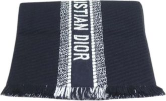 Dior Pre-owned Scarves, female, Blue, Size: ONE SIZE Pre-owned Vintage Wool Scarf