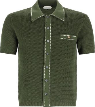 Versace Short-Sleeved Cropped Knit Shirt