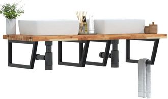 vidaXL Estante De Lavabo De Pared Acero Y Madera Maciza De Acacia Vidaxl