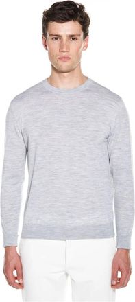 Eleventy Round-neck Knitwear, male, Gray, Size: XL Fine Merino Wool Long Sleeve Sweater